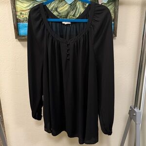 Pleione Black Button Accent Blouse